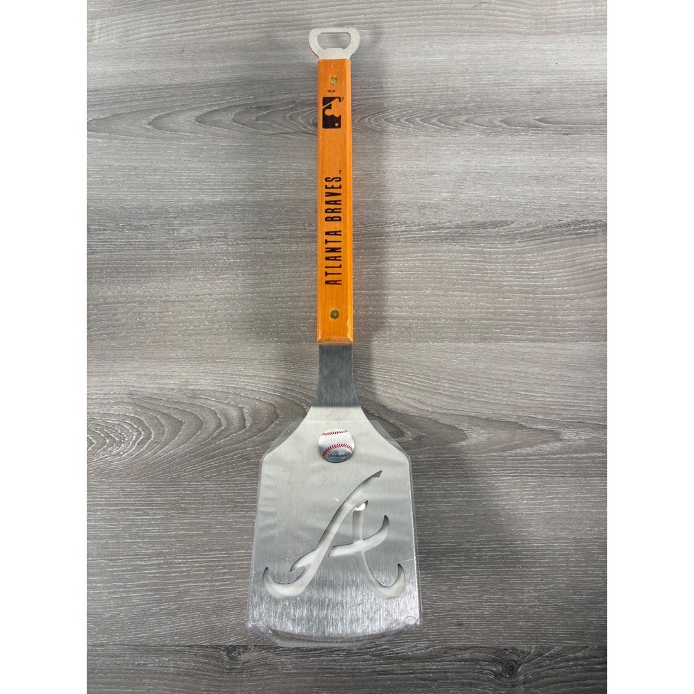 Atlanta Braves Baseball MLB Spatula Grill Tool Bottle Opener Wood‎ Handle